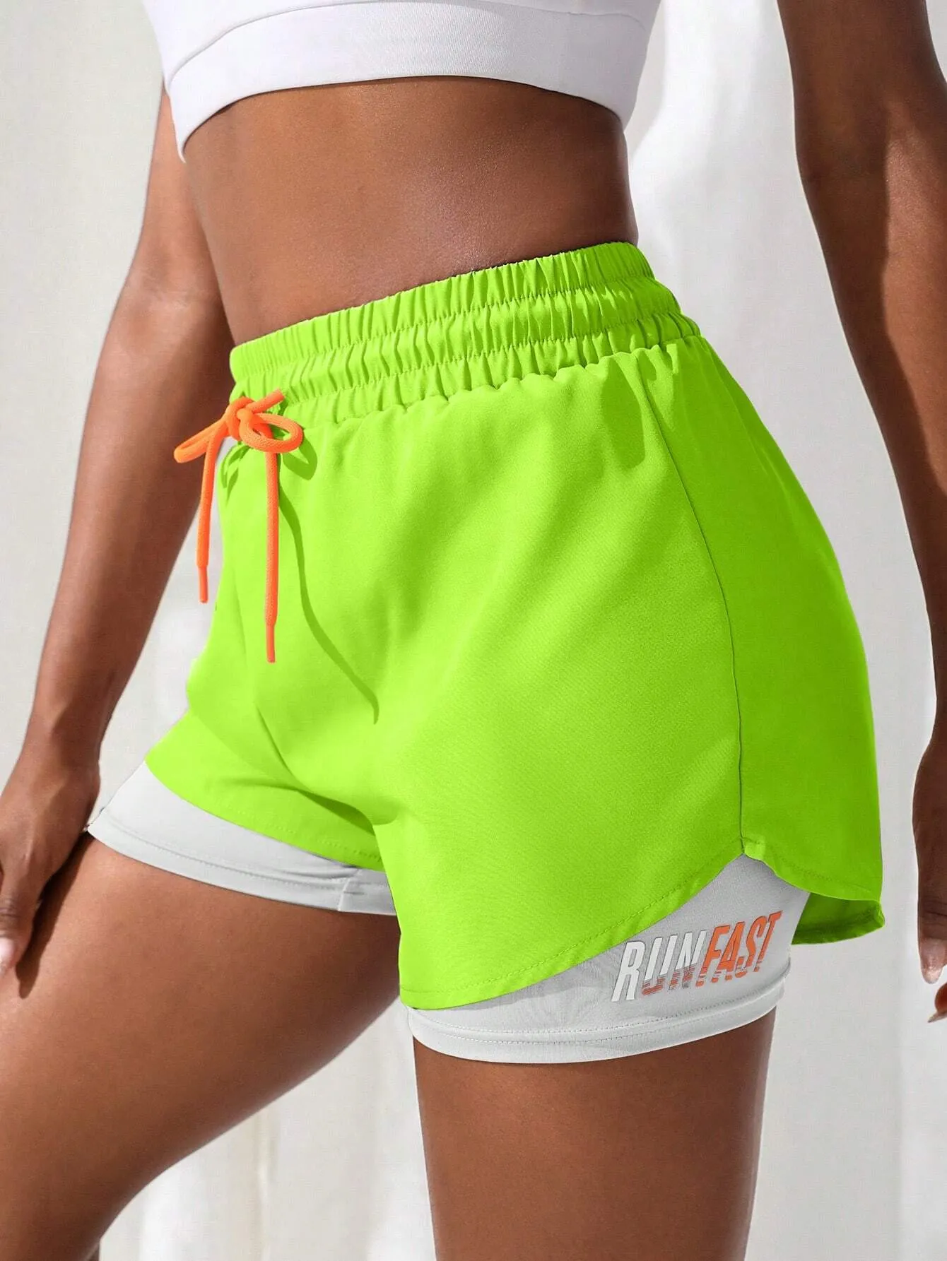 Breathable 2-In-1 Letter Graphic Shorts