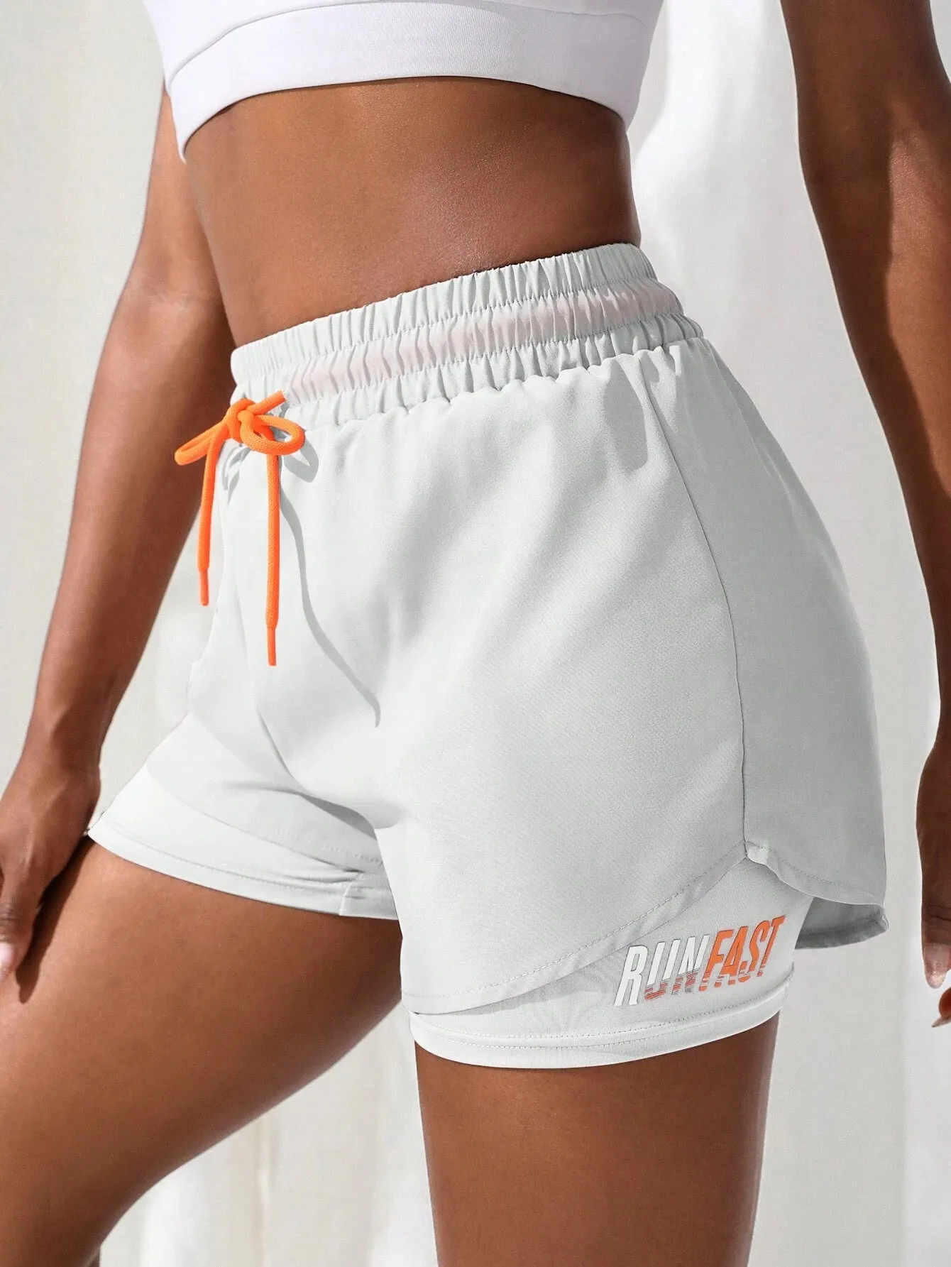 Breathable 2-In-1 Letter Graphic Shorts