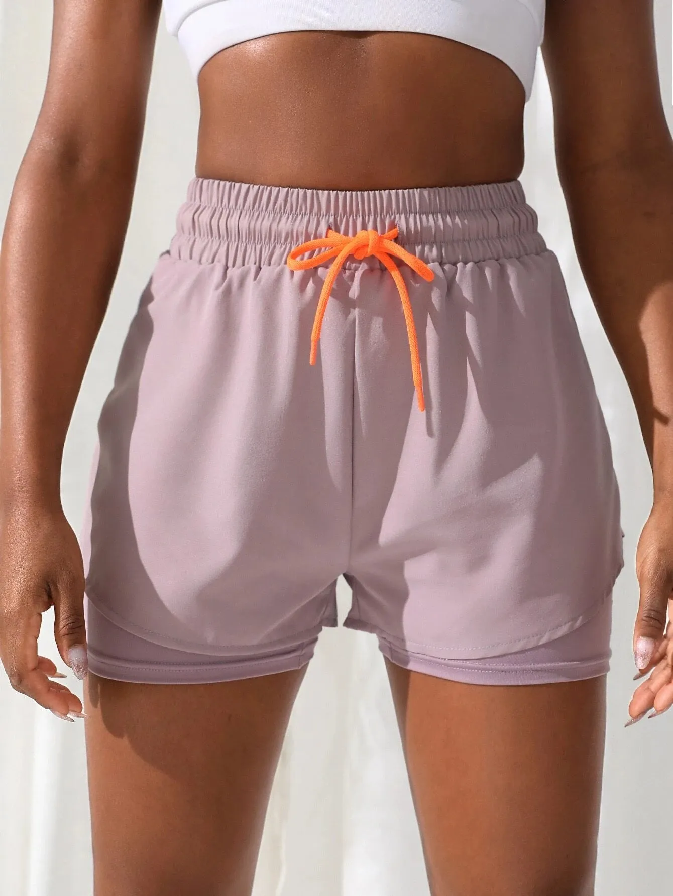 Breathable 2-In-1 Letter Graphic Shorts