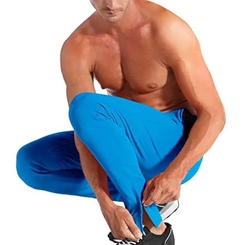 BROKIG Mens Zip Joggers Pants - Casual Gym Workout Track Pants Comfortable Slim Fit Tapered Sweatpants with Pockets (Electric Blue)