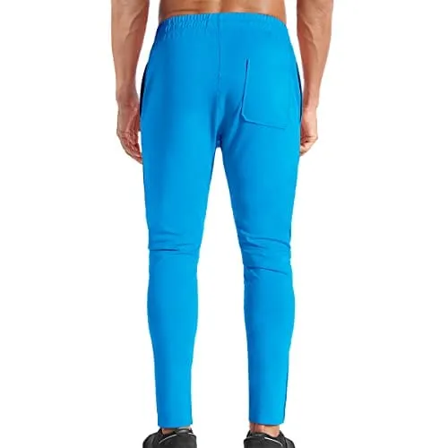 BROKIG Mens Zip Joggers Pants - Casual Gym Workout Track Pants Comfortable Slim Fit Tapered Sweatpants with Pockets (Electric Blue)