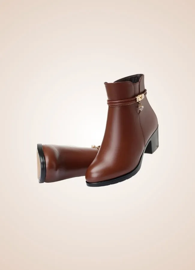 Brown Soft Leather Women's Ankle Boots
