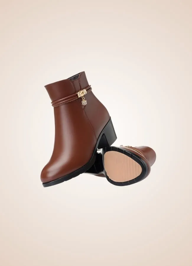 Brown Soft Leather Women's Ankle Boots