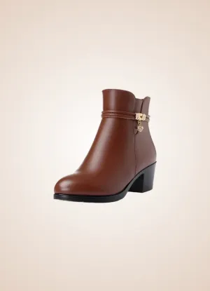 Brown Soft Leather Women's Ankle Boots