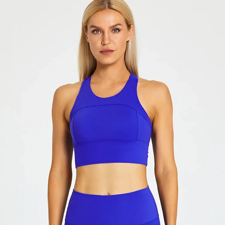 Brushed Beauty Back Yoga Bra for Women - Padded Sleeveless Racerback Sports Bra
