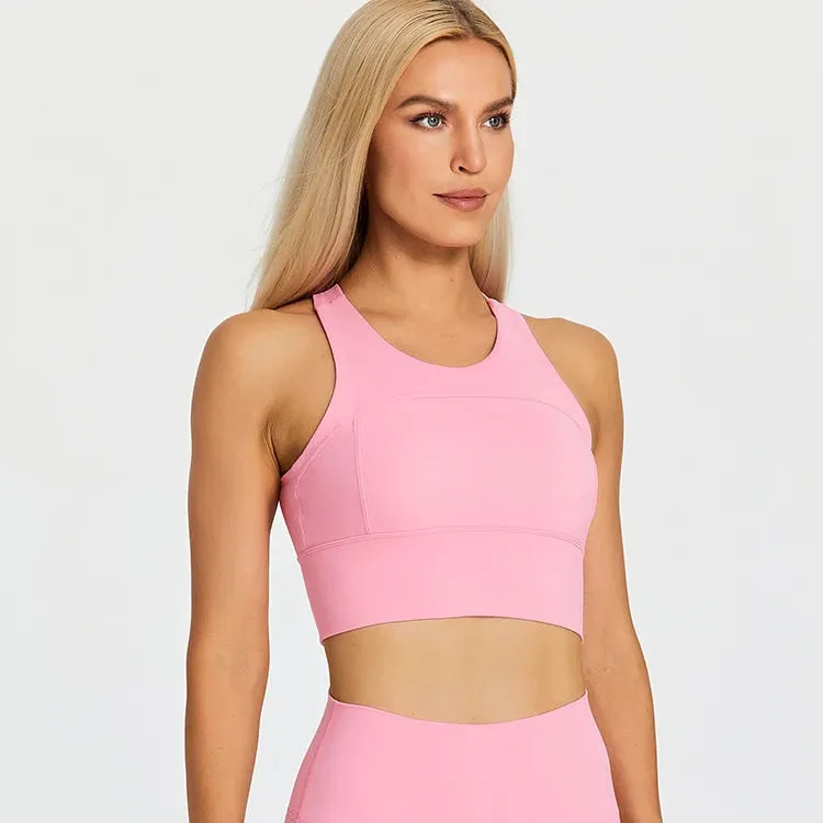 Brushed Beauty Back Yoga Bra for Women - Padded Sleeveless Racerback Sports Bra