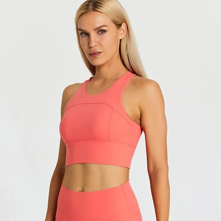 Brushed Beauty Back Yoga Bra for Women - Padded Sleeveless Racerback Sports Bra