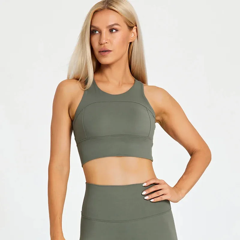 Brushed Beauty Back Yoga Bra for Women - Padded Sleeveless Racerback Sports Bra