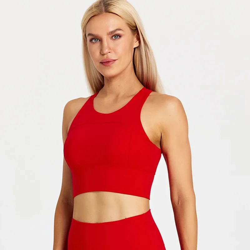 Brushed Beauty Back Yoga Bra for Women - Padded Sleeveless Racerback Sports Bra