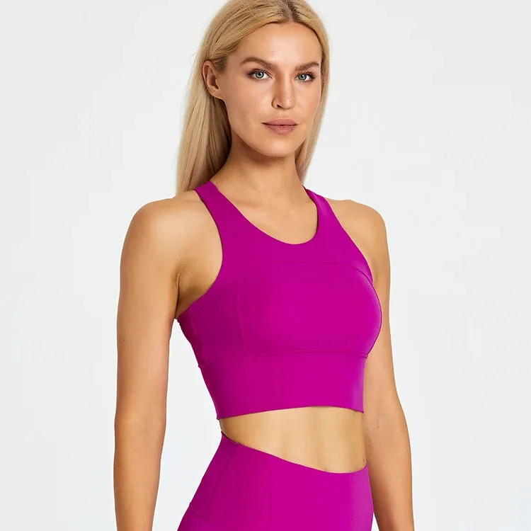 Brushed Beauty Back Yoga Bra for Women - Padded Sleeveless Racerback Sports Bra