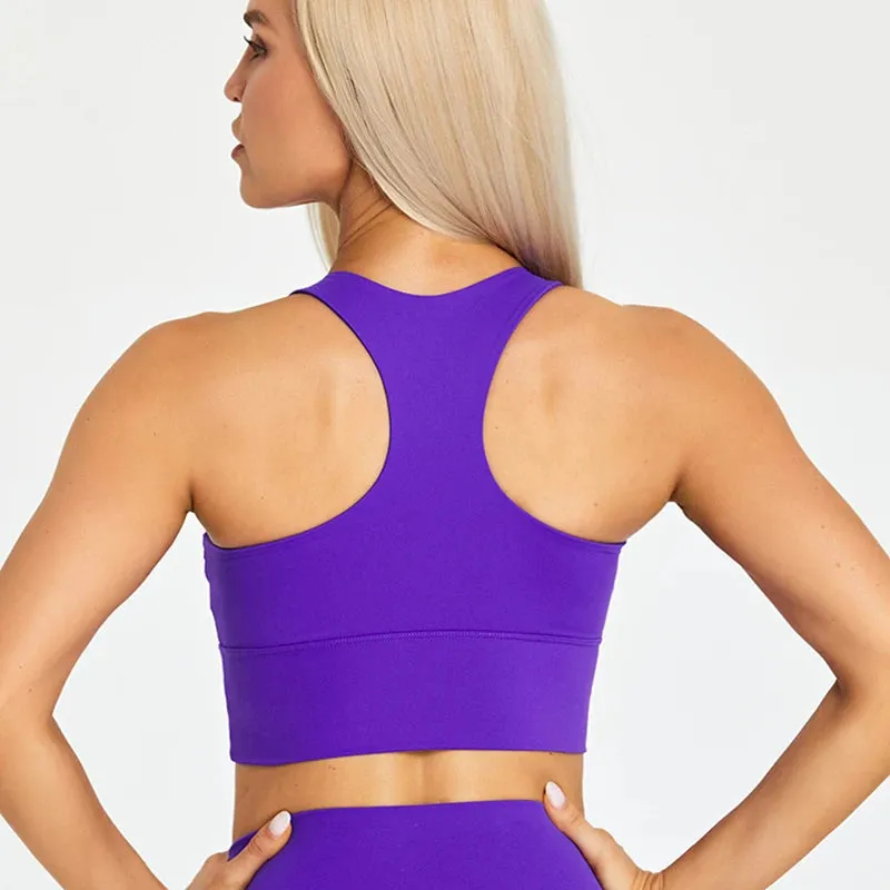 Brushed Beauty Back Yoga Bra for Women - Padded Sleeveless Racerback Sports Bra