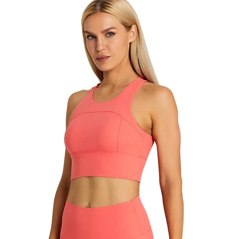 Brushed Beauty Back Yoga Bra for Women - Padded Sleeveless Racerback Sports Bra