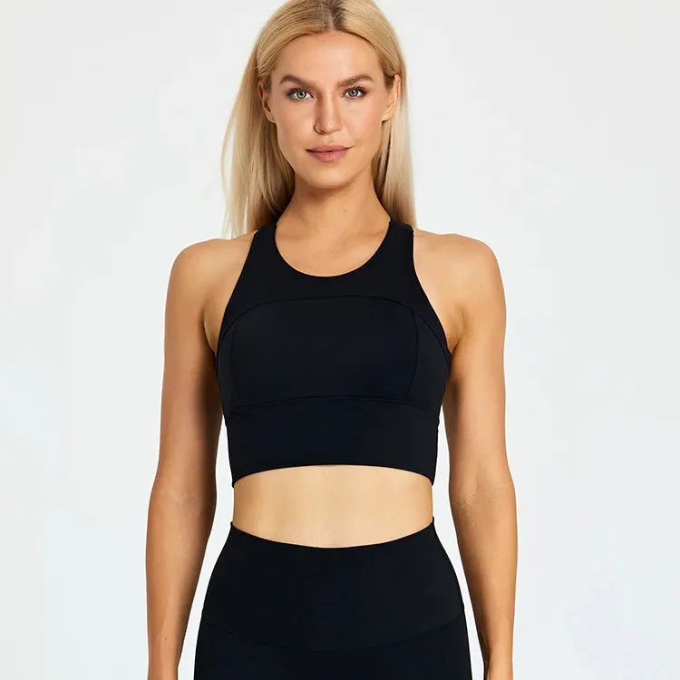Brushed Beauty Back Yoga Bra for Women - Padded Sleeveless Racerback Sports Bra