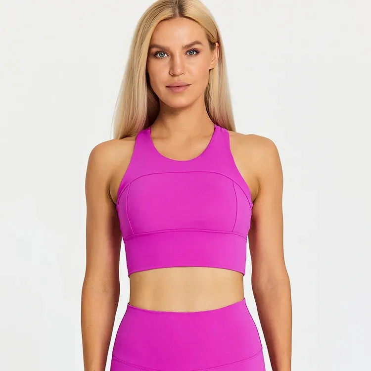 Brushed Beauty Back Yoga Bra for Women - Padded Sleeveless Racerback Sports Bra