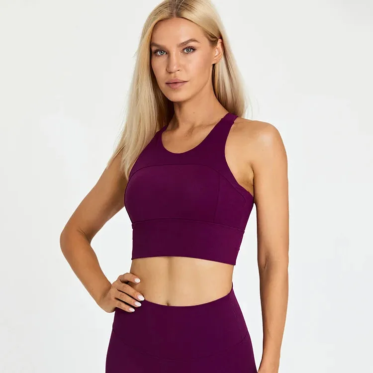 Brushed Beauty Back Yoga Bra for Women - Padded Sleeveless Racerback Sports Bra