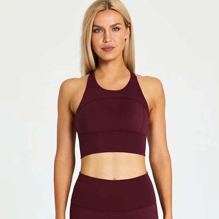Brushed Beauty Back Yoga Bra for Women - Padded Sleeveless Racerback Sports Bra