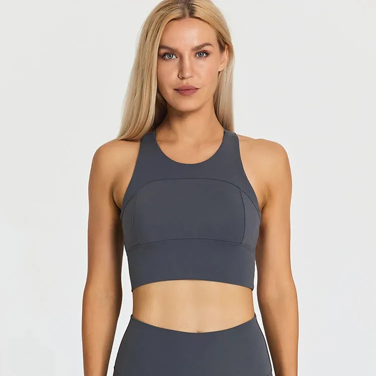 Brushed Beauty Back Yoga Bra for Women - Padded Sleeveless Racerback Sports Bra