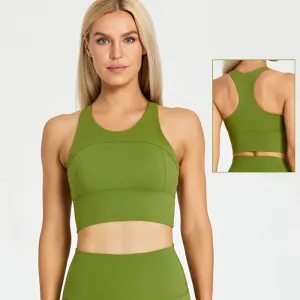 Brushed Beauty Back Yoga Bra for Women - Padded Sleeveless Racerback Sports Bra