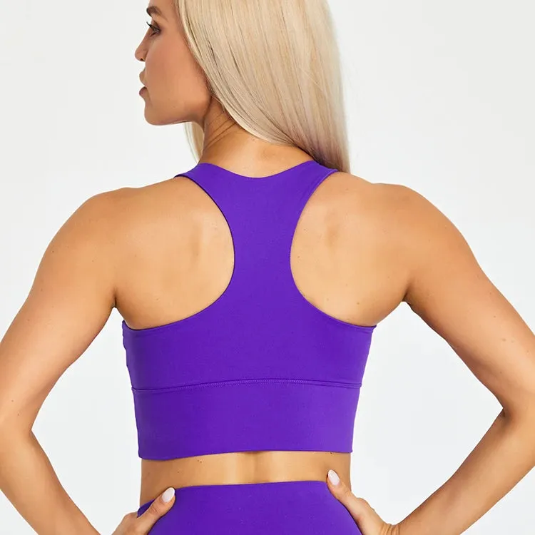 Brushed Beauty Back Yoga Bra for Women - Padded Sleeveless Racerback Sports Bra