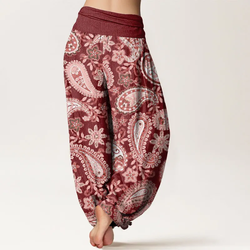 Buddha Stones Casual Paisley Pattern Women's Elastic Waist Harem Pants