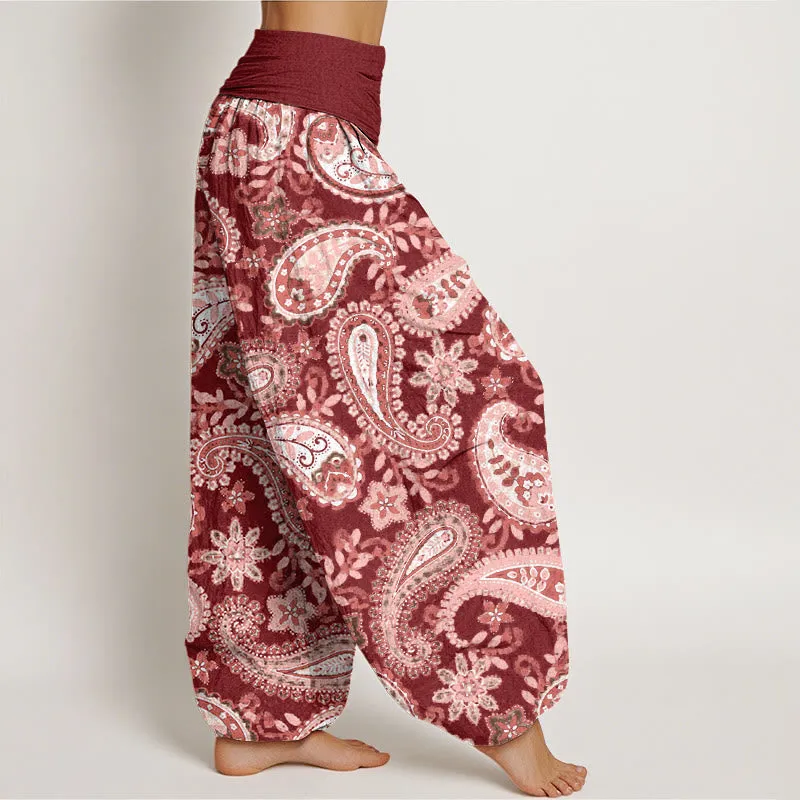Buddha Stones Casual Paisley Pattern Women's Elastic Waist Harem Pants