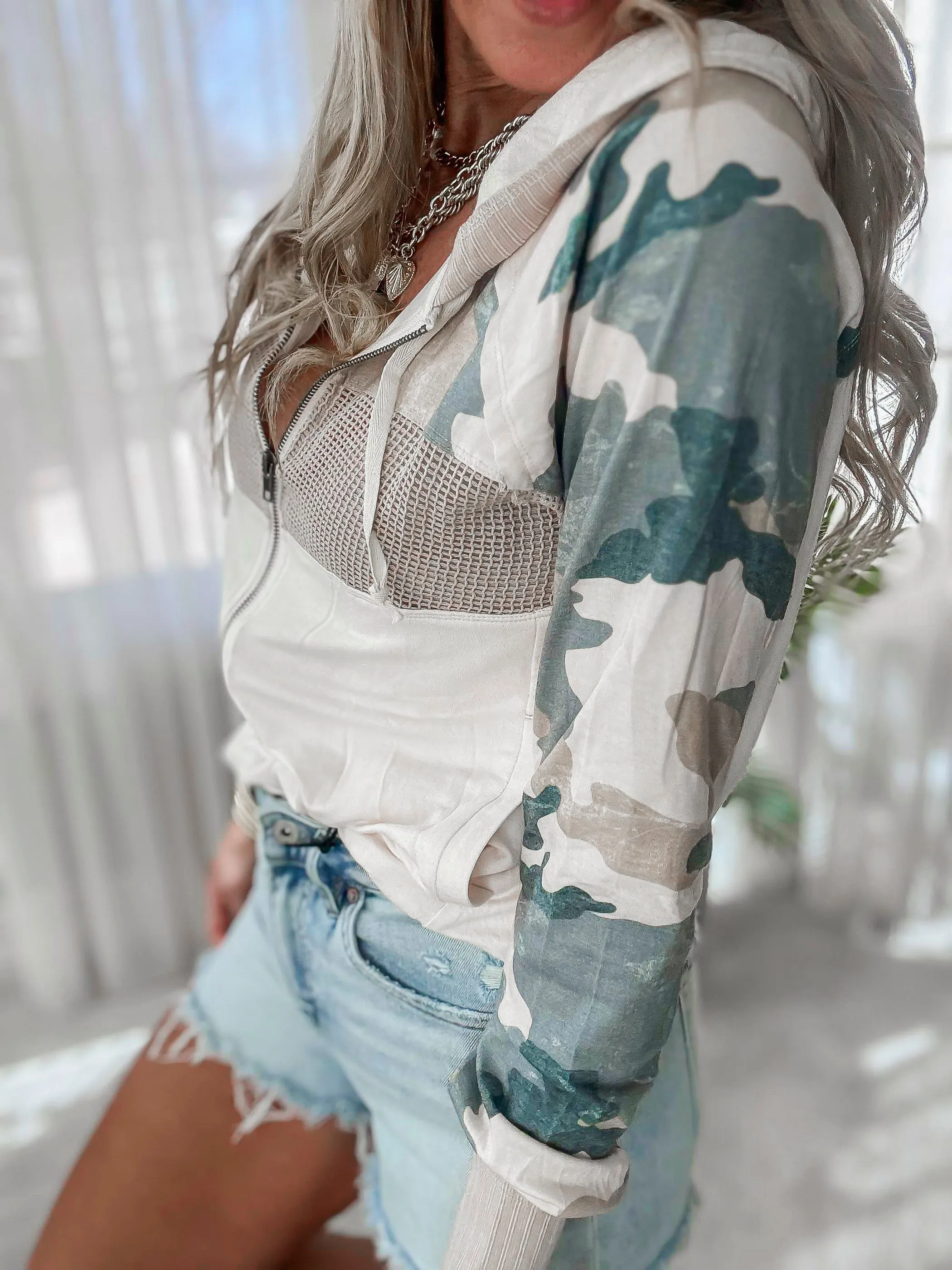 Camo Block Zip-up Hoodie | MYSTREE