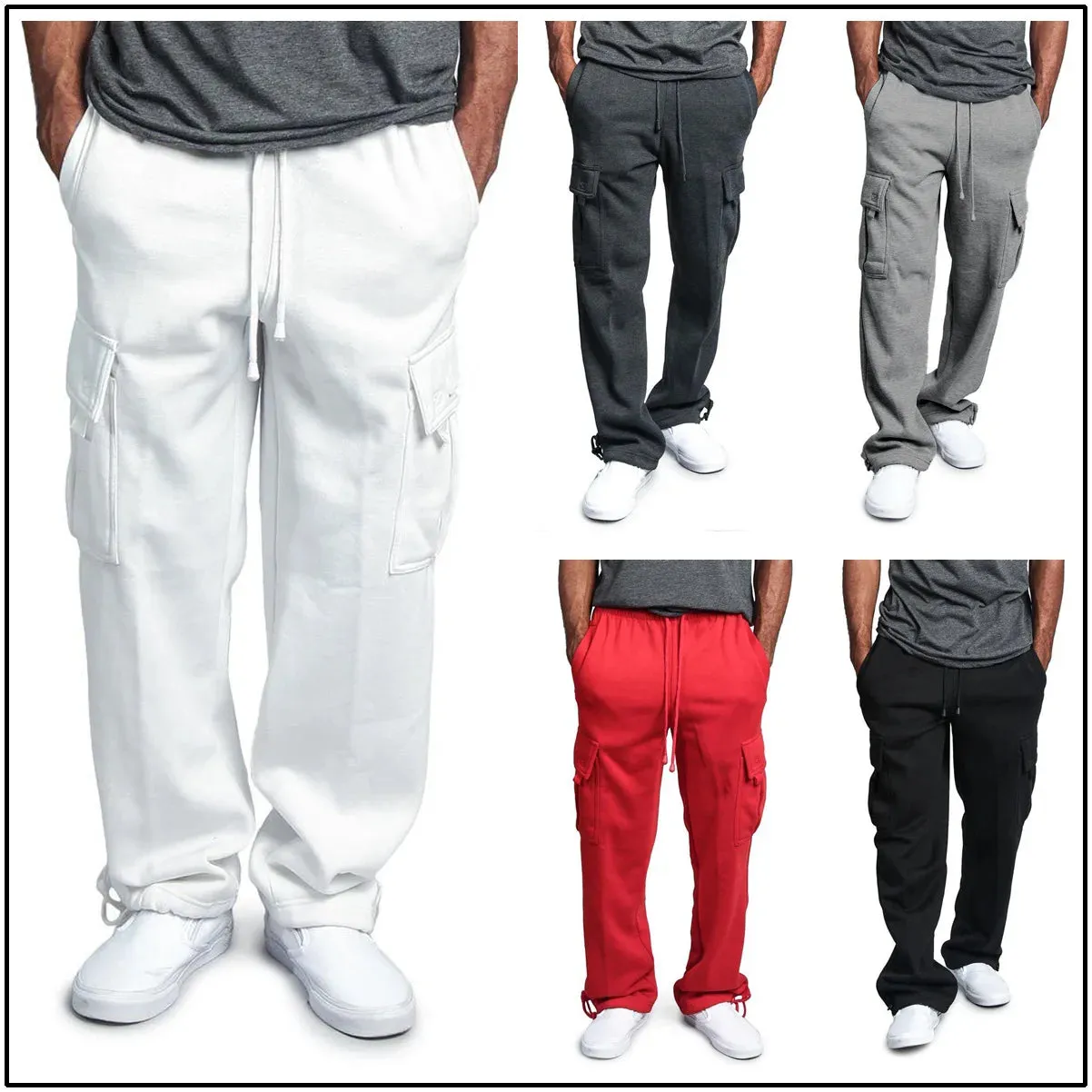 Cargo Jogger Pants Autumn Hip Hop Street Wear Loose Trousers Multi Pocket Solid Color Overalls GYM Sports Wear