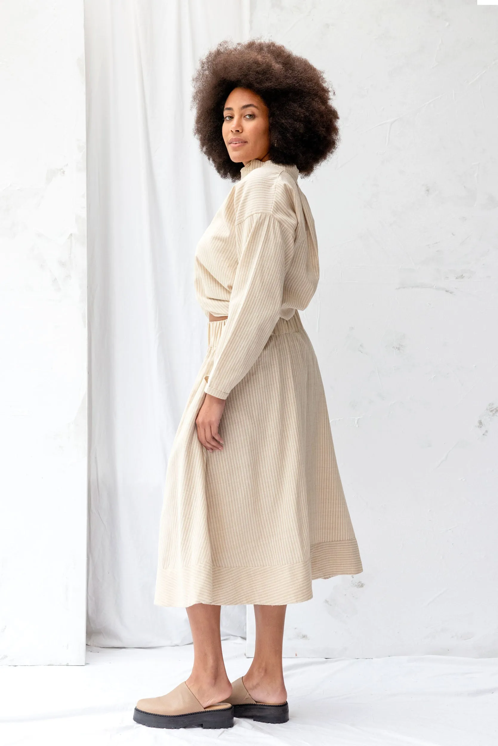 Cas Skirt | Cream Stripe