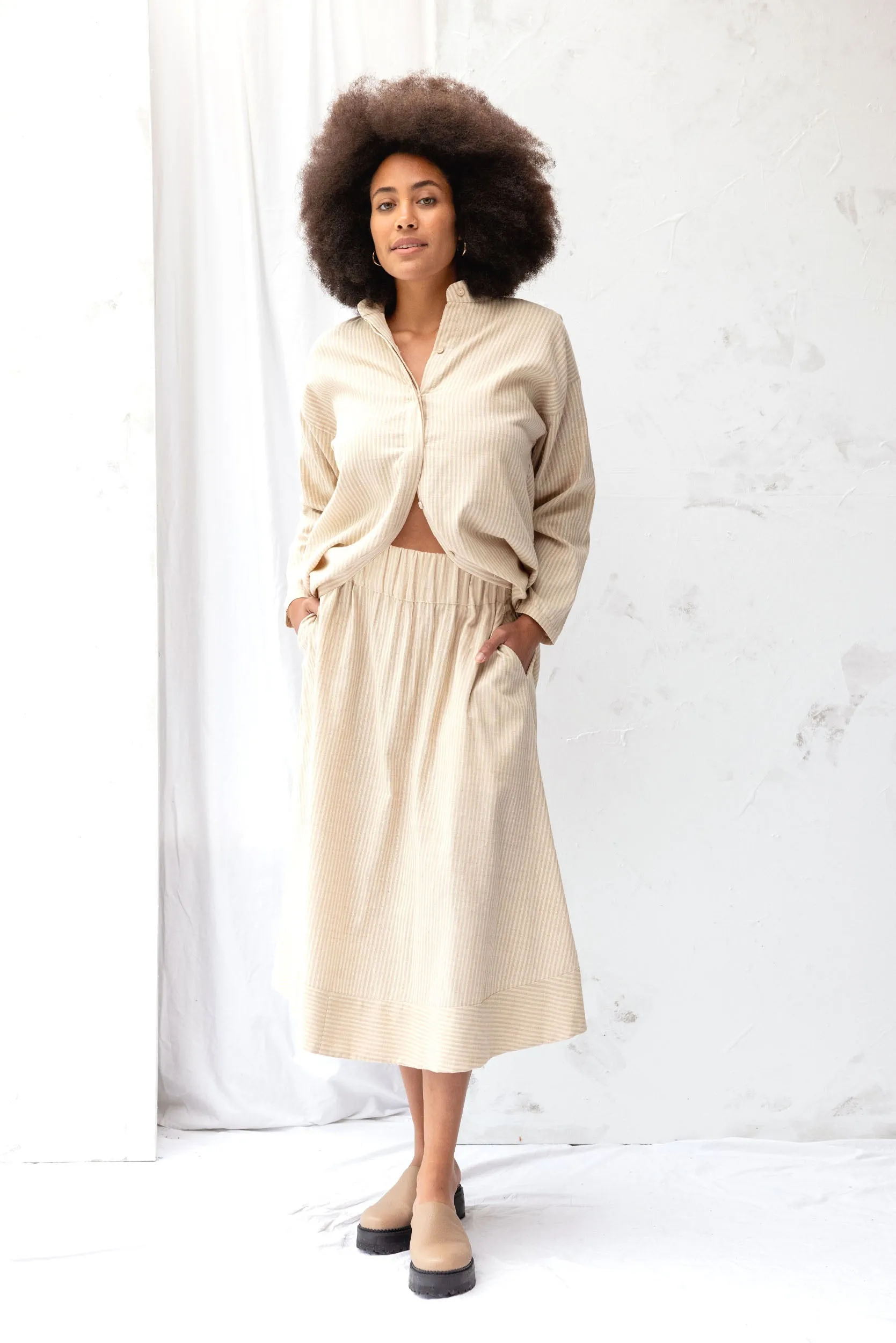 Cas Skirt | Cream Stripe