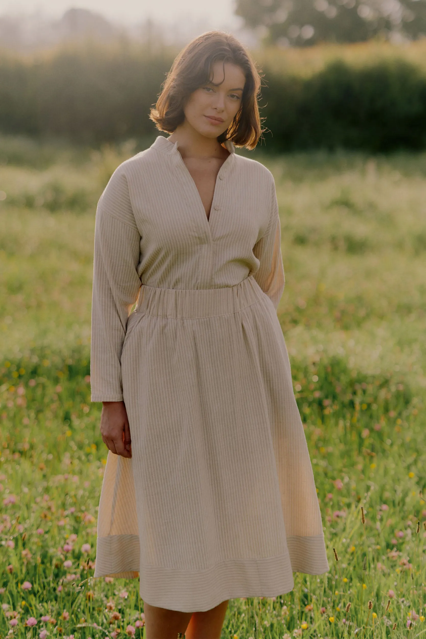 Cas Skirt | Cream Stripe