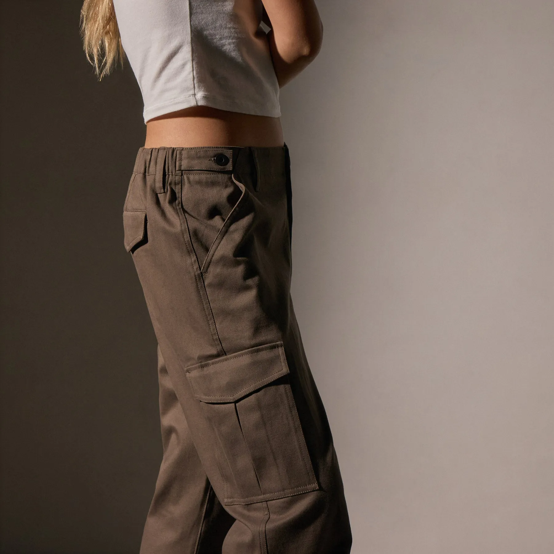 Cashmere Touch  Cargo Pant - Mushroom