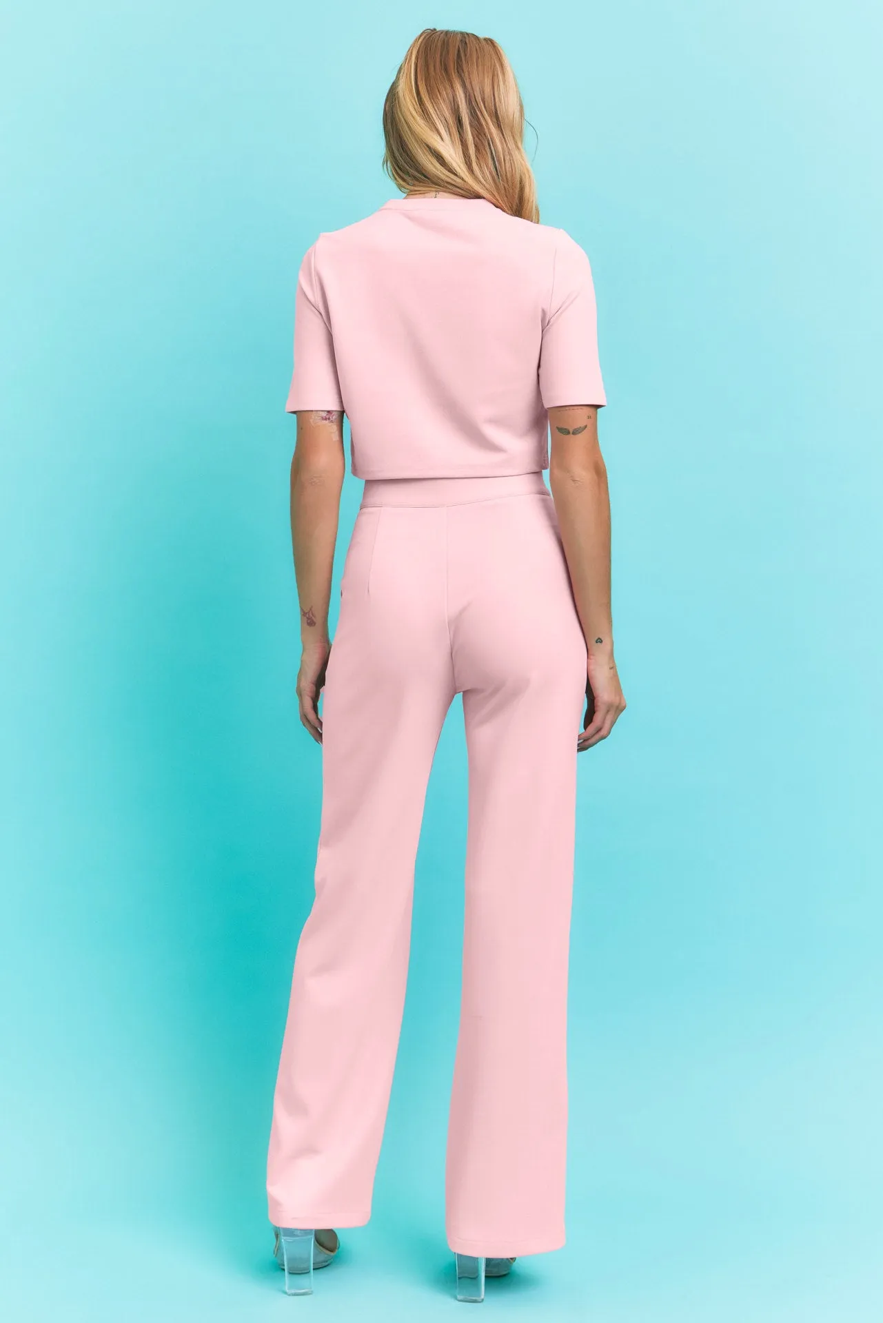 Casual Day Crop Top and High Waist Pants Set