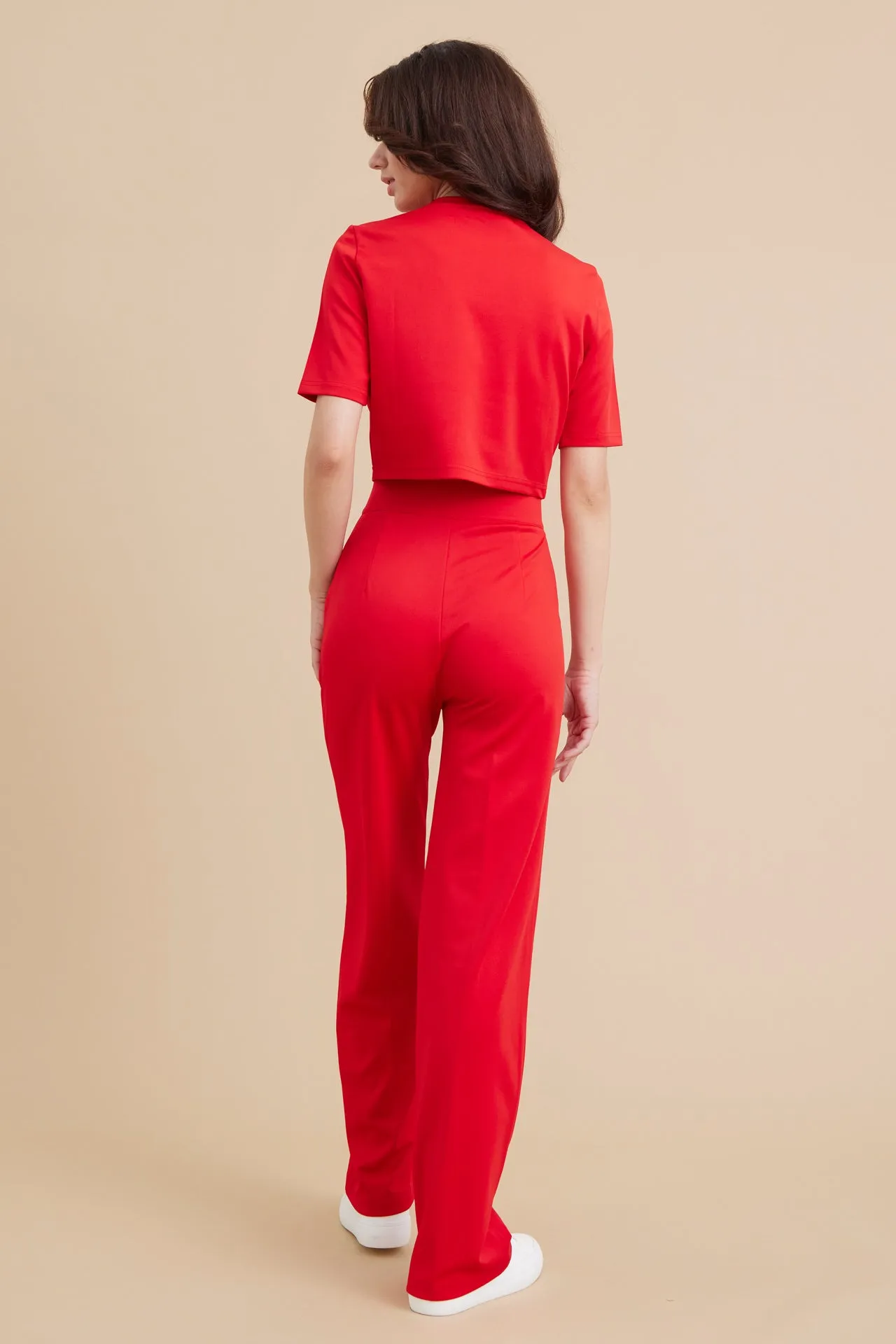 Casual Day Crop Top and High Waist Pants Set