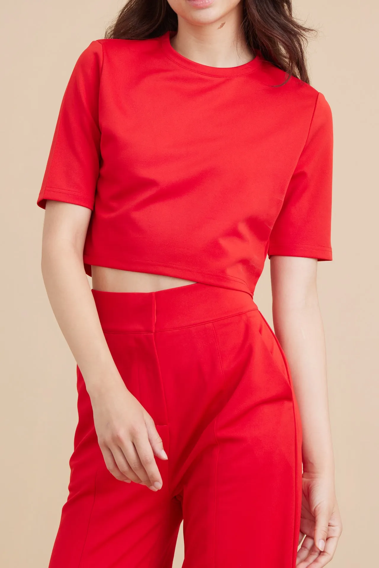 Casual Day Crop Top and High Waist Pants Set