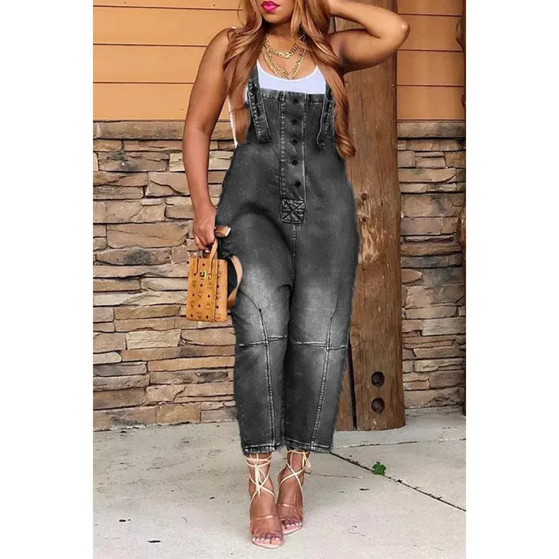 Casual Siamese Suspender Jeans