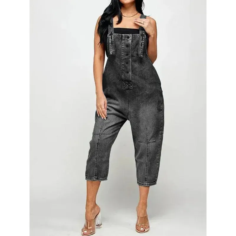 Casual Siamese Suspender Jeans