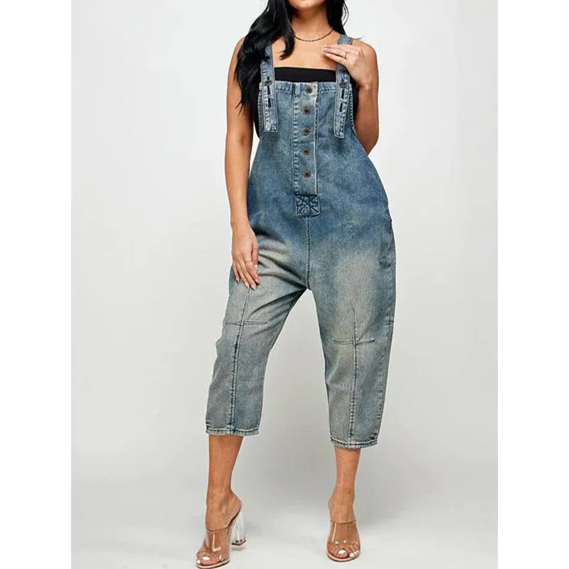 Casual Siamese Suspender Jeans