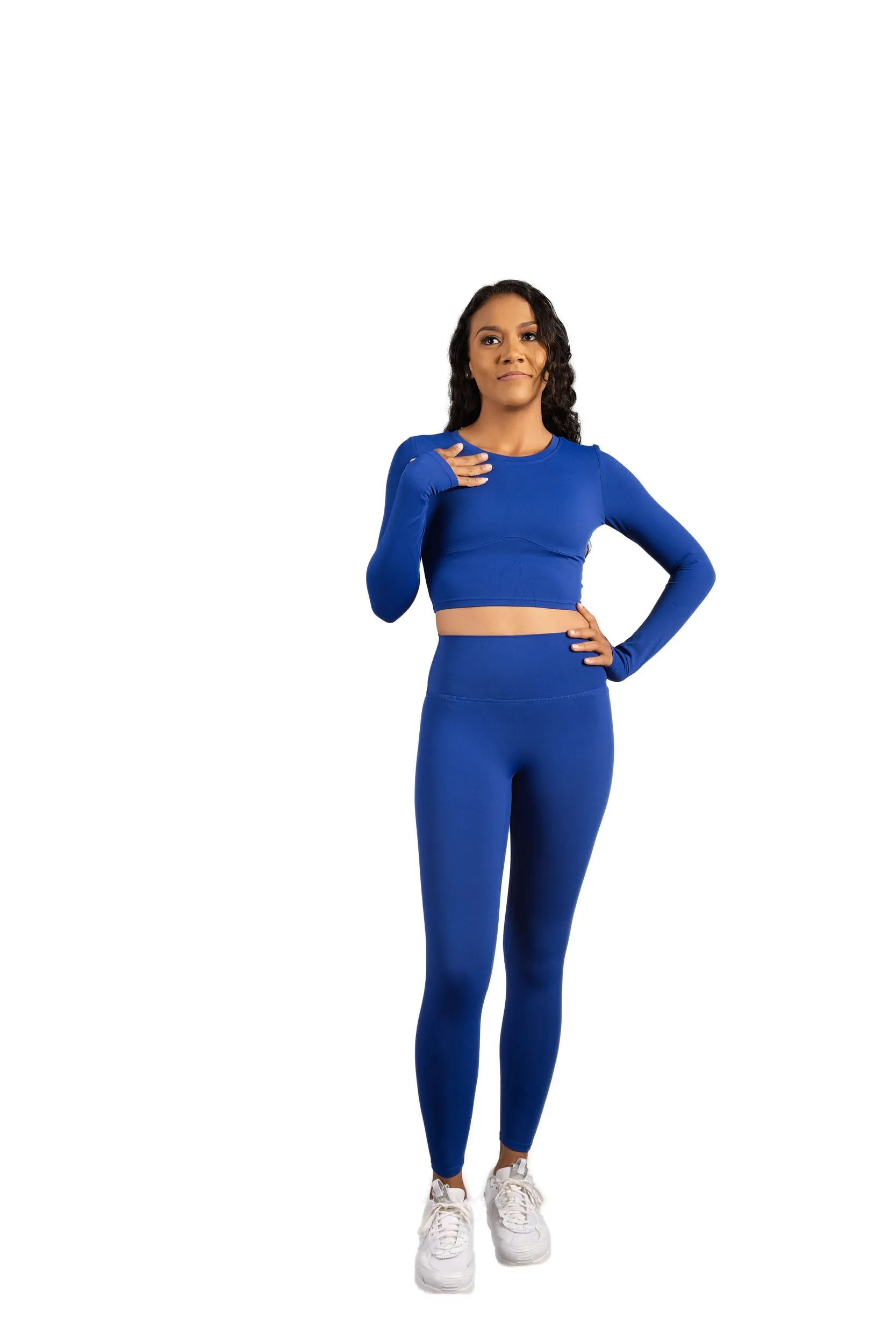 CELINE LONG SLEEVE CROP BLUE