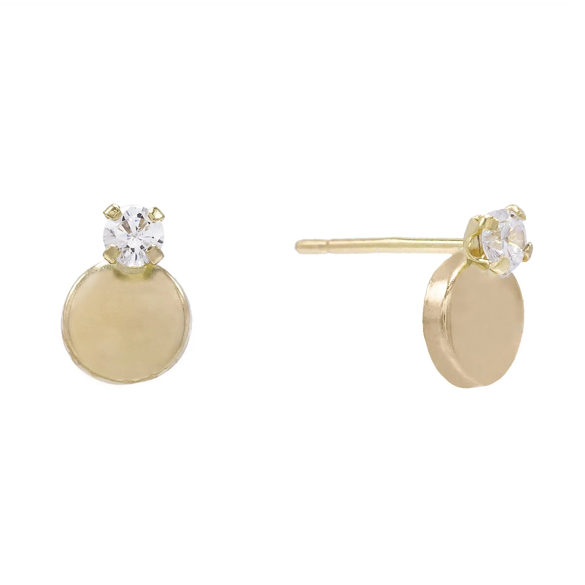 Circle Stone Stud Earring 14K