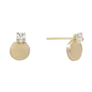 Circle Stone Stud Earring 14K