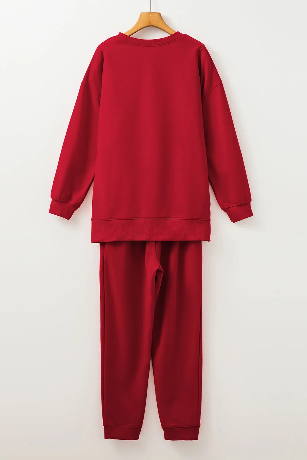 Coffee Solid Color High Low Pullover and Skinny Pants Set