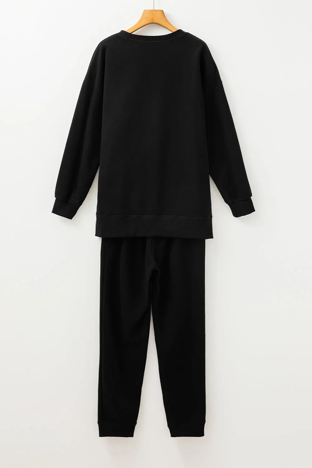 Coffee Solid Color High Low Pullover and Skinny Pants Set