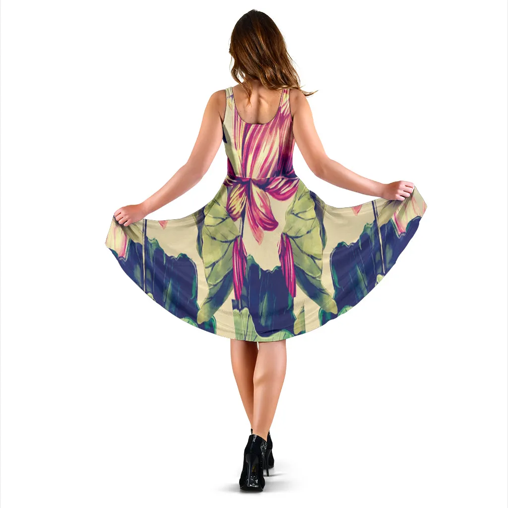 Colorful Lotus Midi Dress