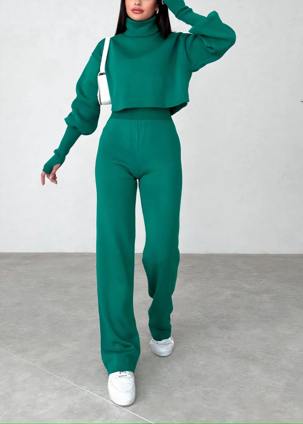 Comfortable turtleneck suit set - Cas