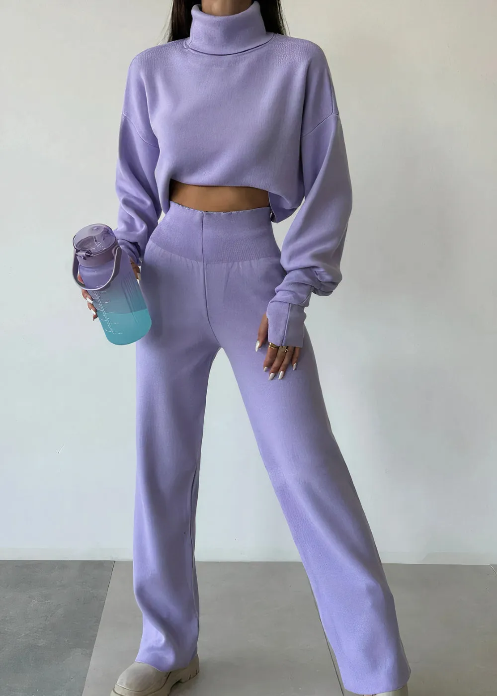 Comfortable turtleneck suit set - Cas