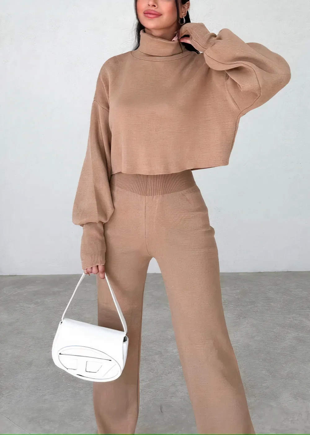 Comfortable turtleneck suit set - Cas