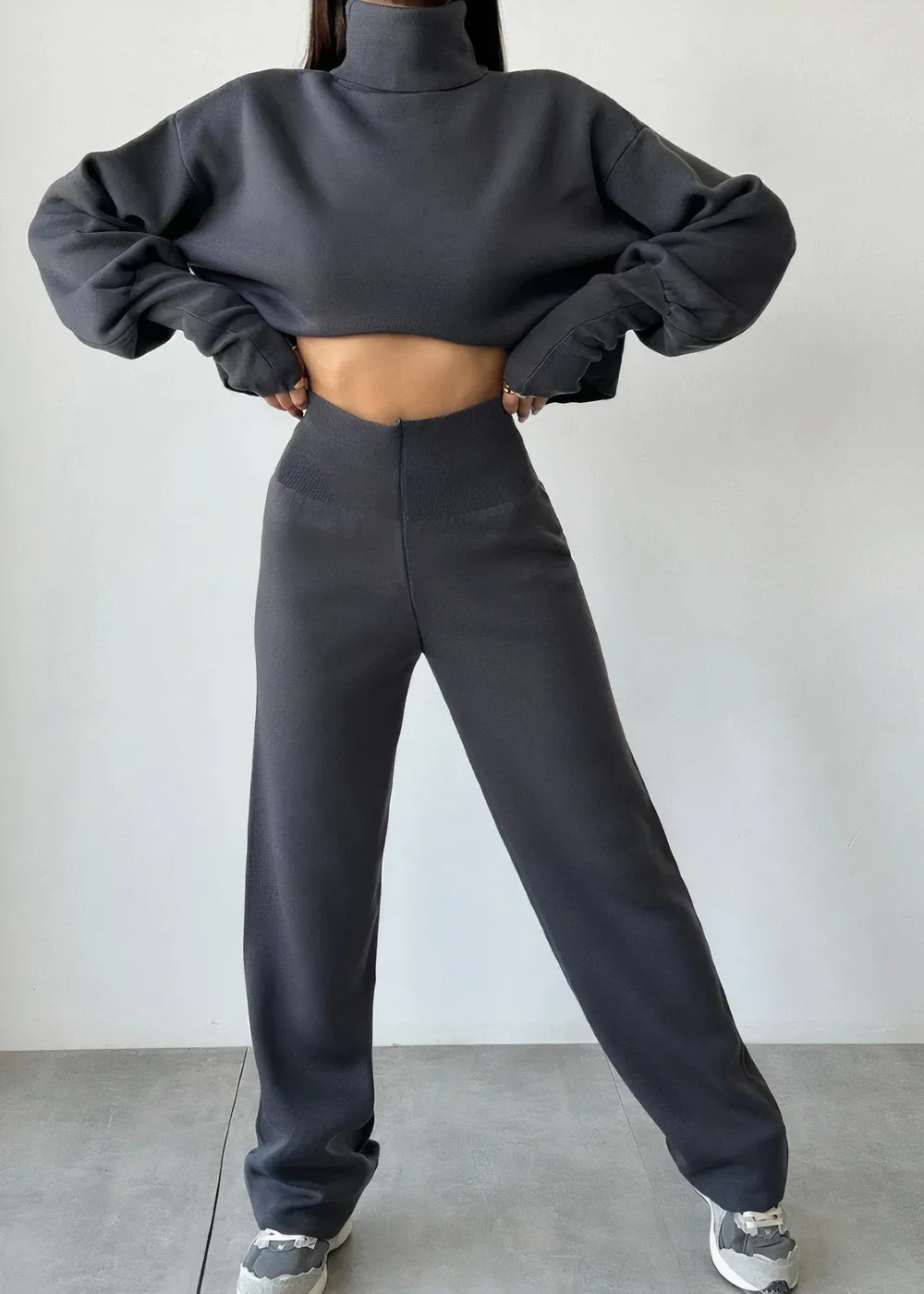 Comfortable turtleneck suit set - Cas