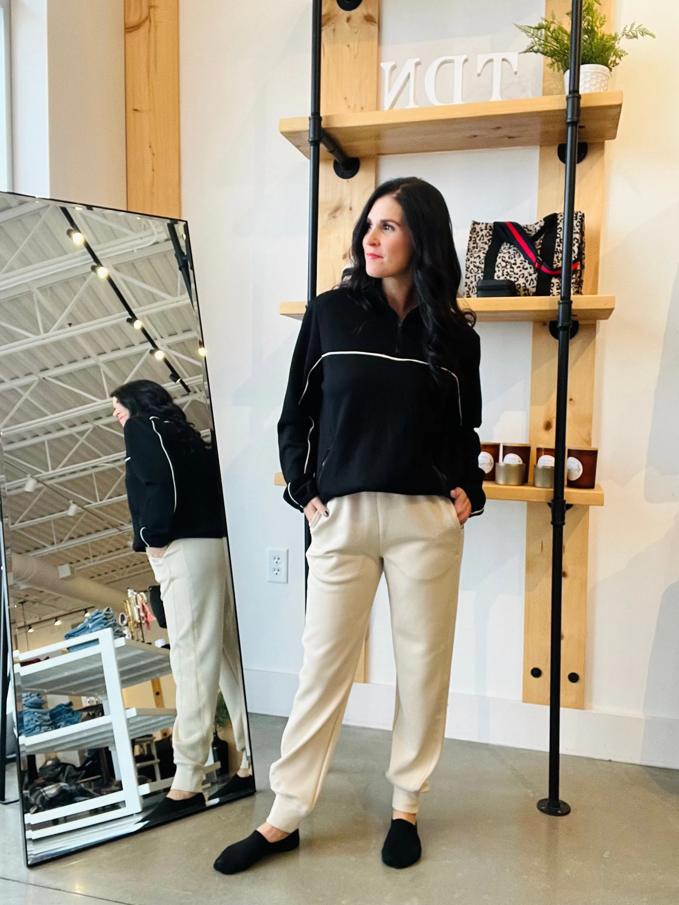Contrast Stripe Scuba Pullover