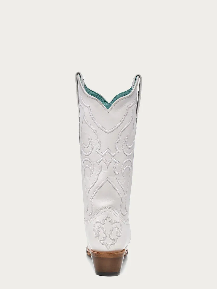 Corral Embroidered White Snip Toe Cowboy Boot