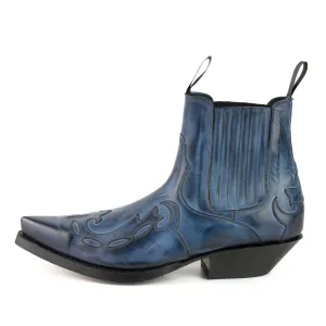 Cowboy Boots or Ankle Boots for Women and Men Handcrafted Blue Leather Urban 1931